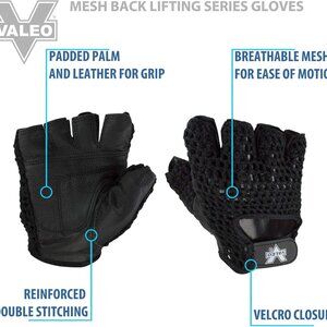 Valeo Mesh & Leather Back Lifting Gloves, Net Training Gym Weight Lifting XL NEW